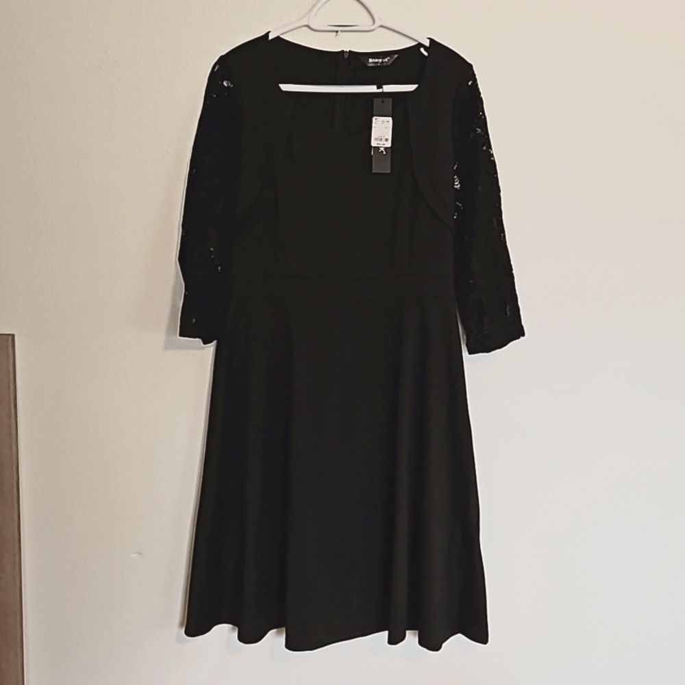 Allegra K 3/4 lace sleeve high waist midi cocktail dress. SZ.L NWT - Picture 6 of 7